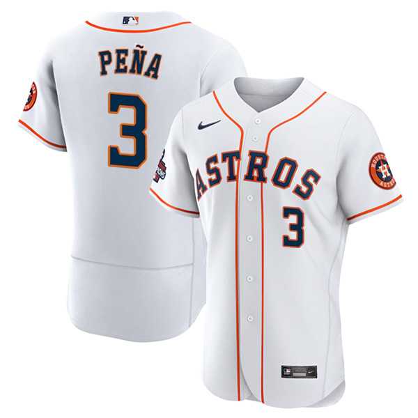Mens Houston Astros #3 Jeremy Pena 2022 World Series White Flex Base Stitched Baseball Jersey